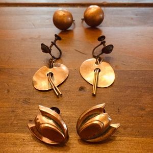 Vintage copper screw back earrings (3)